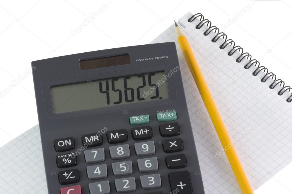 Calculator and pencil on notebook — Stock Photo © doroshin 1314114