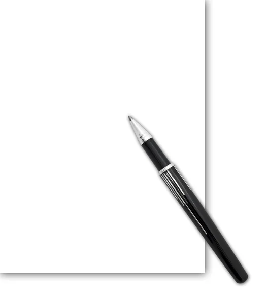 Ручка і папір чистий аркуш — стокове фото