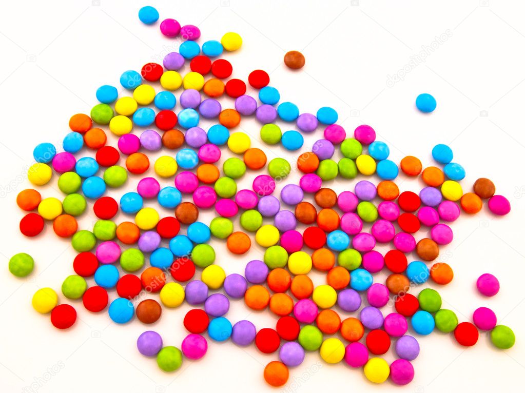 Multi-coloured chocolate candy
