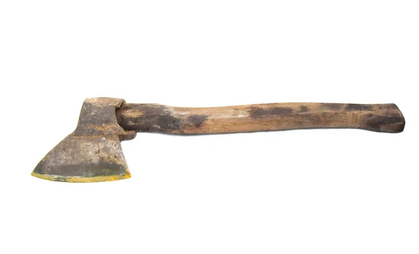 Velho machado enferrujado em um fundo branco — Fotografia de Stock