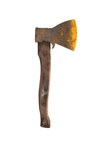 Velho machado enferrujado em um fundo branco — Fotografia de Stock