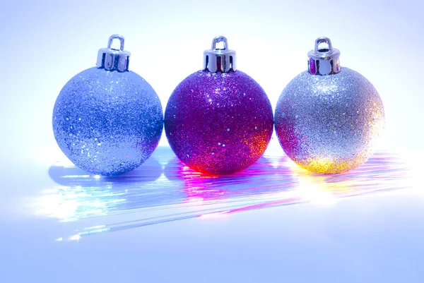Uppsättning av lysande julgran dekoration — Stockfoto