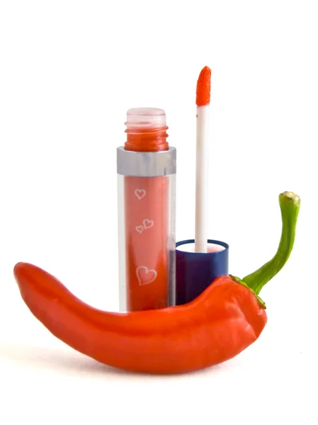 Lip gloss with chili pepper — Stock Photo, Image