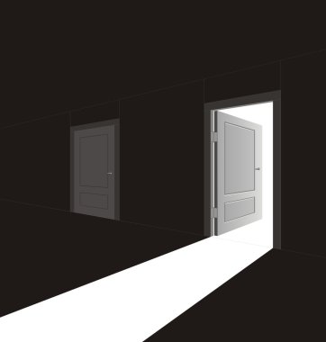 The vector image of an open door clipart