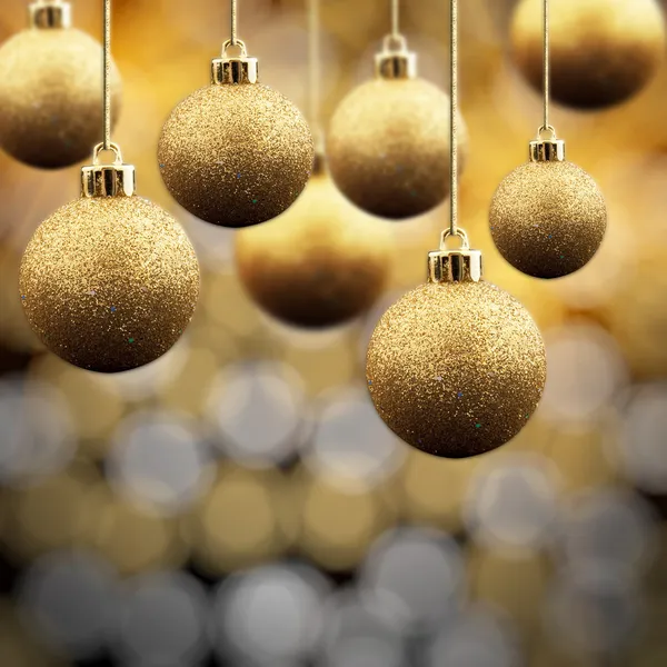 黄金圣诞球 — 图库照片
