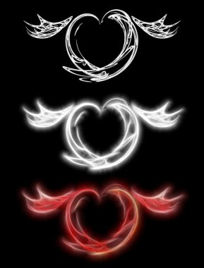 Set of original hearts with wings clipart