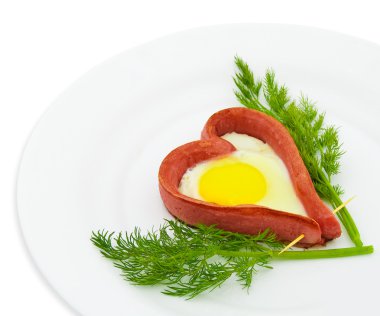 Fried sausage in the form of heart clipart