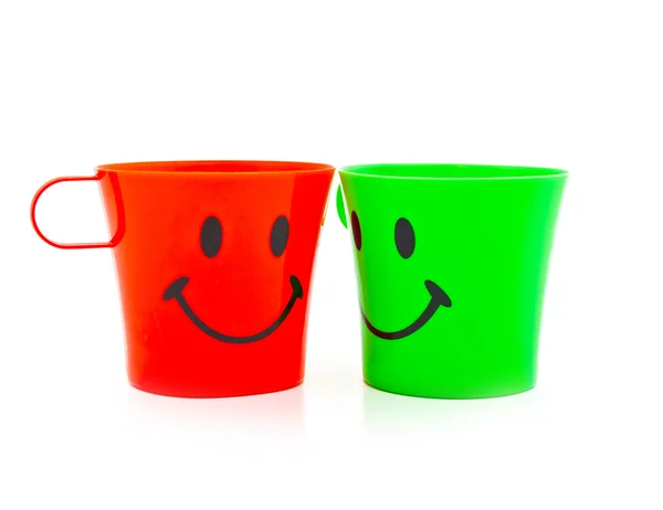 Cups with drawing in a kind of smile — Stock Photo, Image