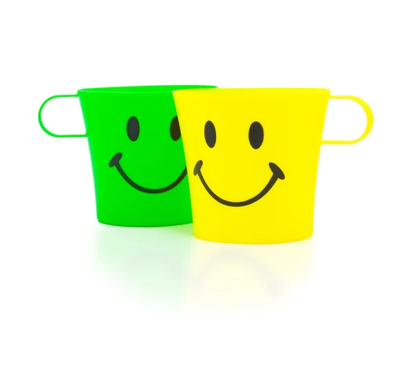 Cups with drawing in a kind of smile — Stock Photo, Image