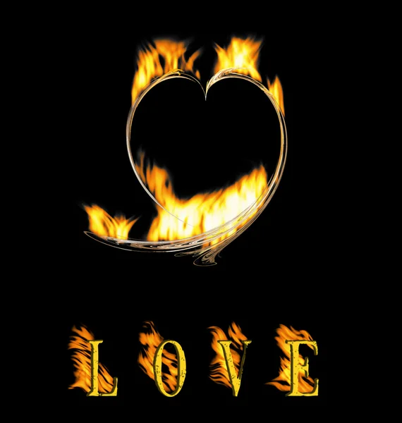 Symbol serca i miłości napis — Zdjęcie stockowe