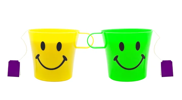 Cup with drawing in a kind of smile — Stock Photo, Image