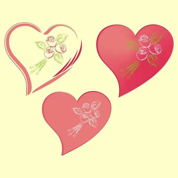 Vektor srdce s růžemi — Stockový vektor