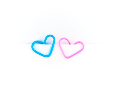 Paper clips in the form of hearts clipart