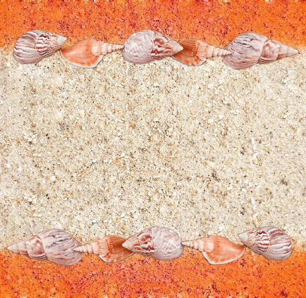 Sfondo da sabbia e conchiglie — Foto Stock