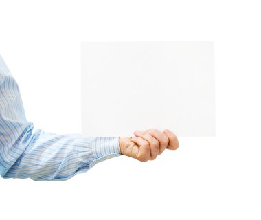 Pure white card in man's hand clipart