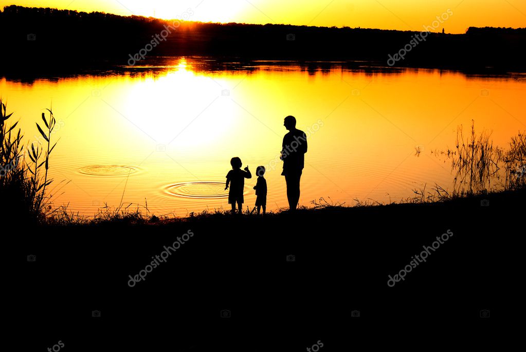 Happy Father And Son Silhouette