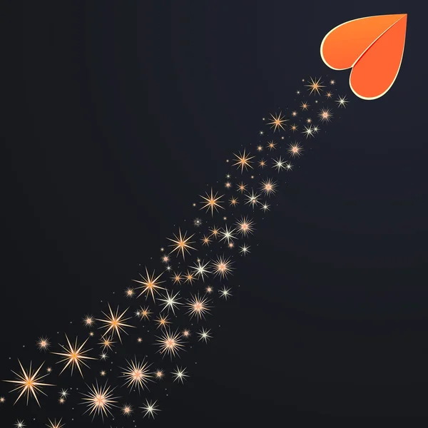 ハートの形で飛行の彗星 — ストックベクタ