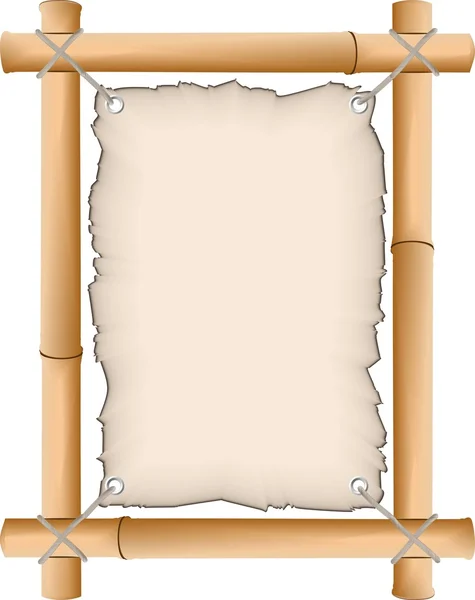 stock vector Old paper in a framework from a bamboo