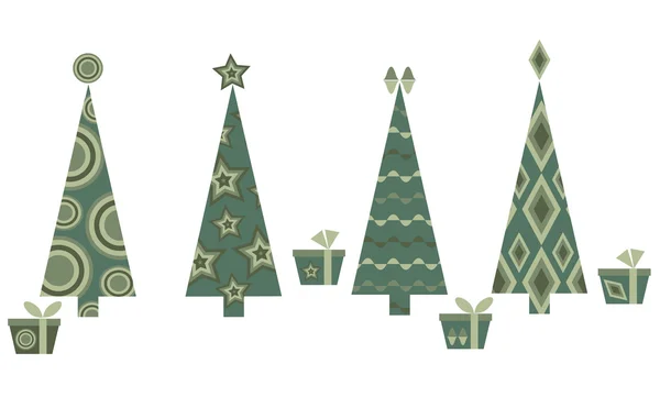 Quatre arbres de Noël — Image vectorielle