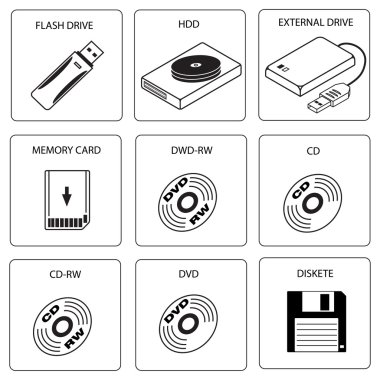 veri depolama medya Icon set