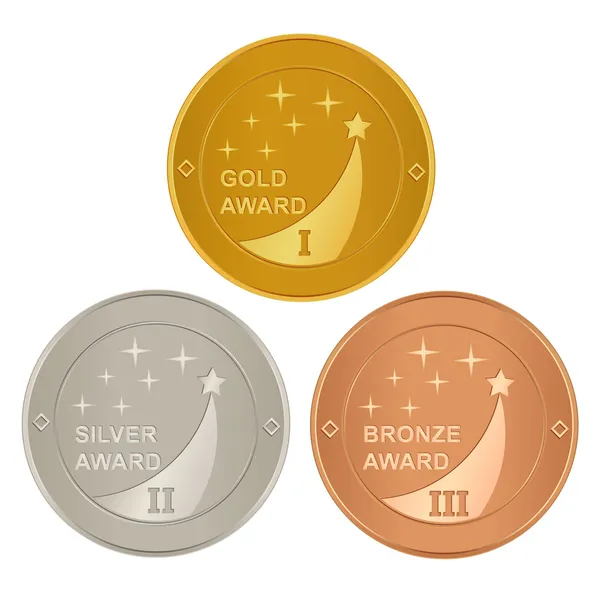 Награды: золото, серебро и бронза — стоковый вектор