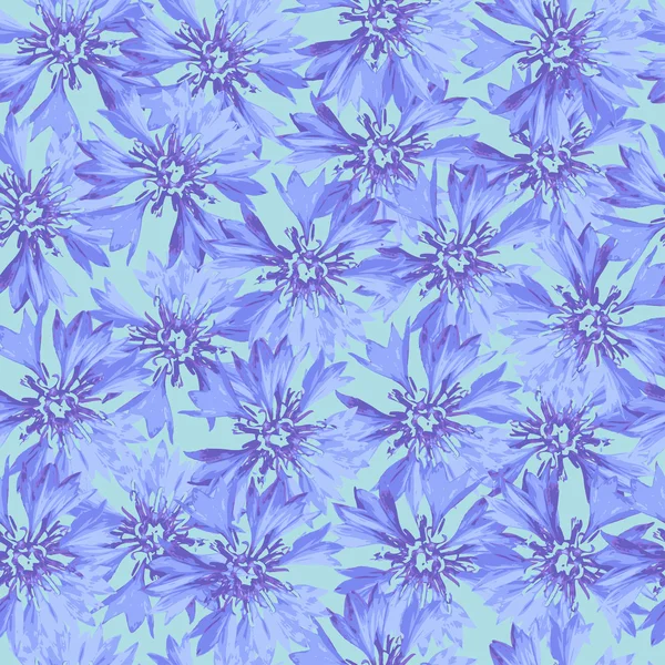 รูปแบบไร้เย็บด้วยดอกไม้สีฟ้า — ภาพเวกเตอร์สต็อก