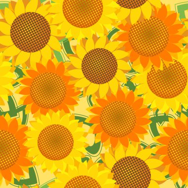 Seamless pattern with sunflowers clipart