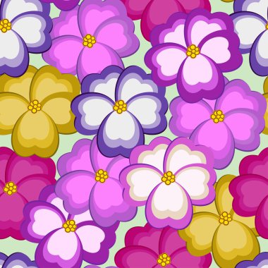 Seamless pattern with kiss-me flowers clipart