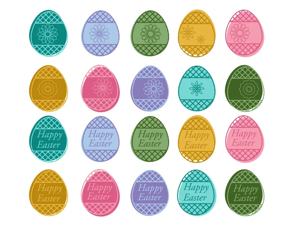 Set di uova di Pasqua decorate — Vettoriale Stock