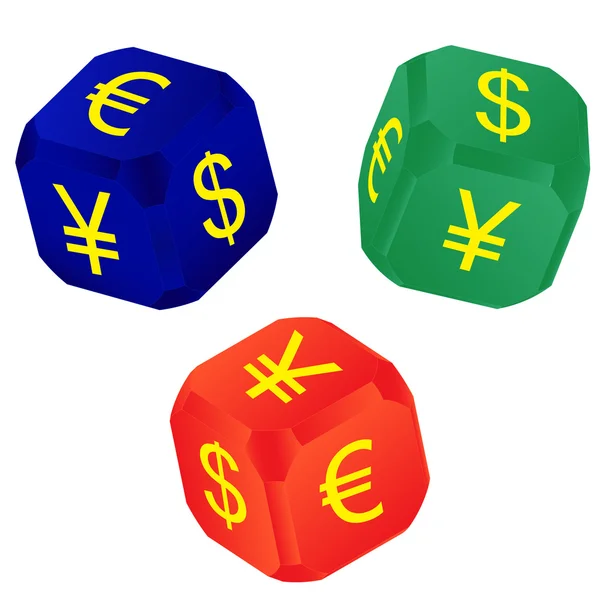 stock vector Dices with currency signs