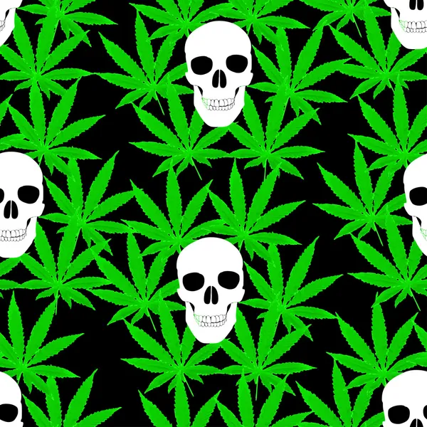 Nahtloses Muster mit Cannabisblättern und — Stockvektor
