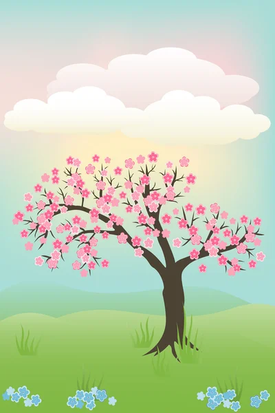 Japońskie wiśniowe drzewo — Wektor stockowy