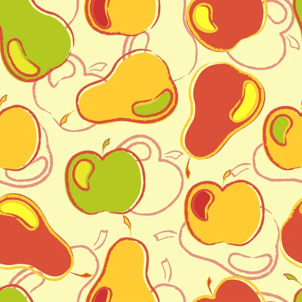 リンゴとナシのシームレスなパターン — ストックベクタ