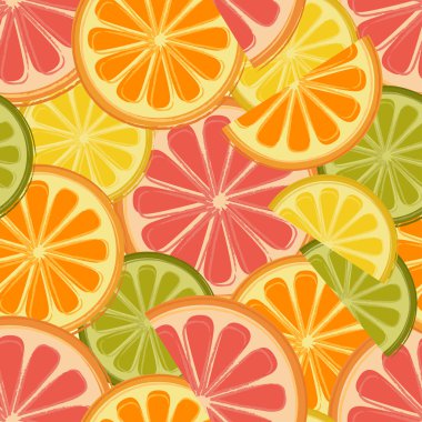 Seamless pattern with lemons and oranges clipart