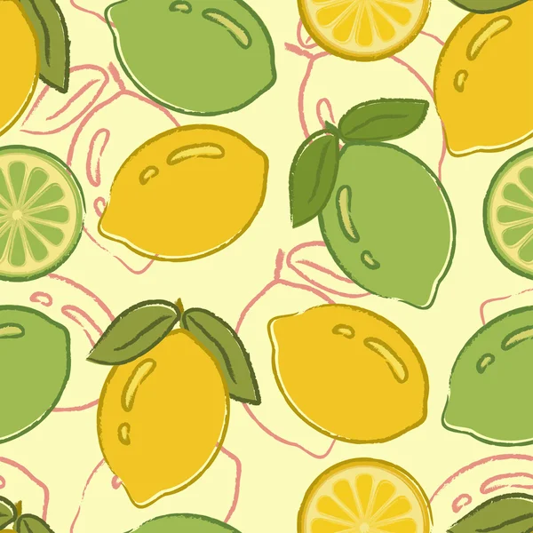 Seamless patterns with lemons — Stock Vector