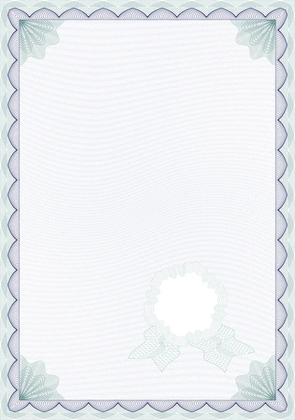 Certificato in bianco stile Guilloche — Vettoriale Stock