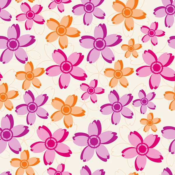 抽象的な花とシームレスなパターン — ストックベクタ