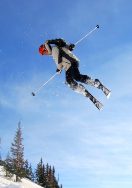 Skier jumping high clipart