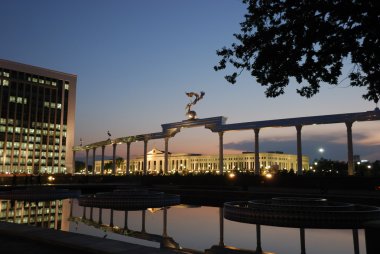 The city square at night clipart