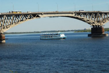 Bridge through the river Volga clipart