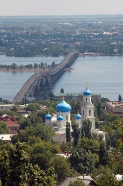 Bridge through Volga clipart