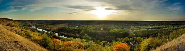 Příroda panorama s západ slunce ストック画像