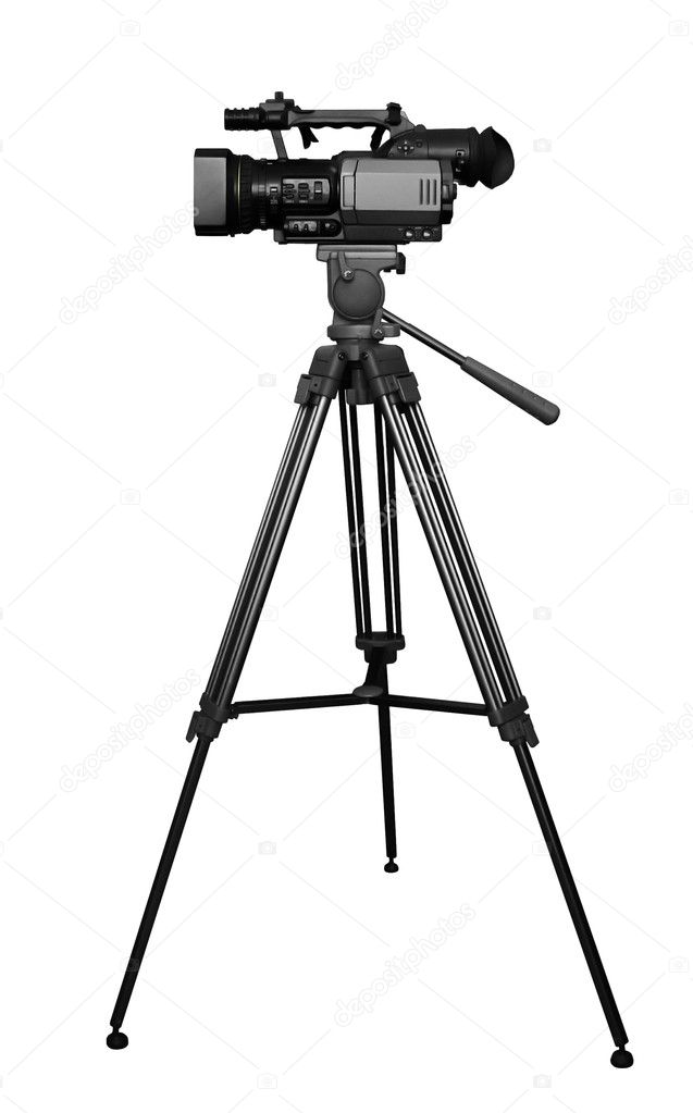 Digital video camera on tripod
