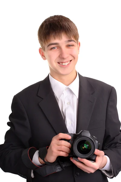 Teenager s fotoaparátem — Stock fotografie