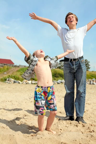 Happy teenager and kid — Stock Photo, Image