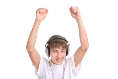 Teenager in headphones clipart