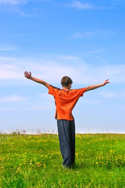 Teenager in the field clipart