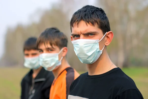 Teenagers in mask — Stock Photo, Image