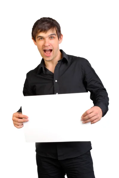 Hombre sosteniendo papel en blanco —  Fotos de Stock