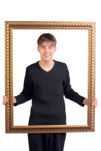 Teenager s rámečkem — Stock fotografie